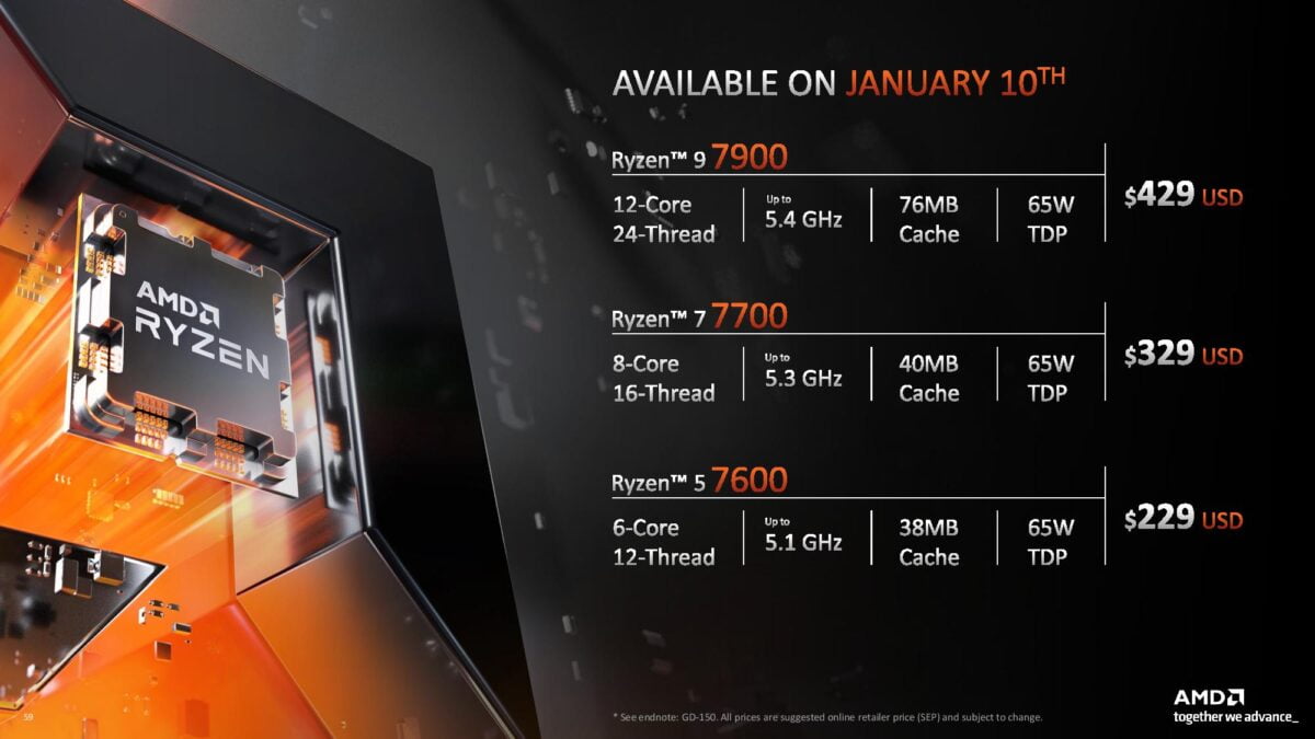 AMD Ryzen 7000 Non-X Desktop Processors